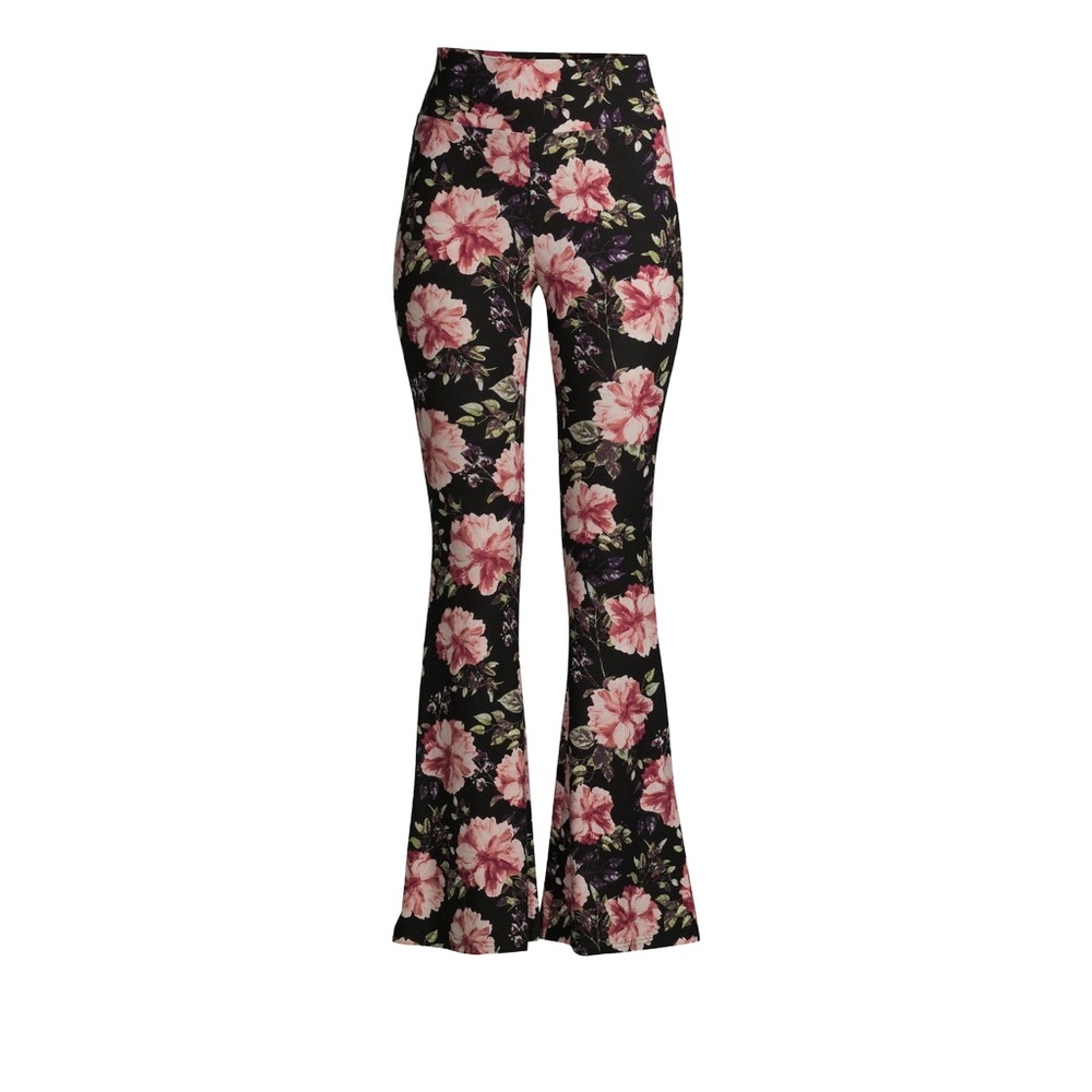 No Boundaries Floral Print Juniors Stretch Flare Pants Size Large - Picture 3 of 8